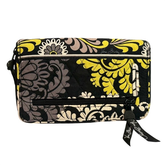 Vera Bradley Baroque RETIRED PATTERN Turn Lock Quilted Black Floral Wallet 2010 - Picture 4 of 9